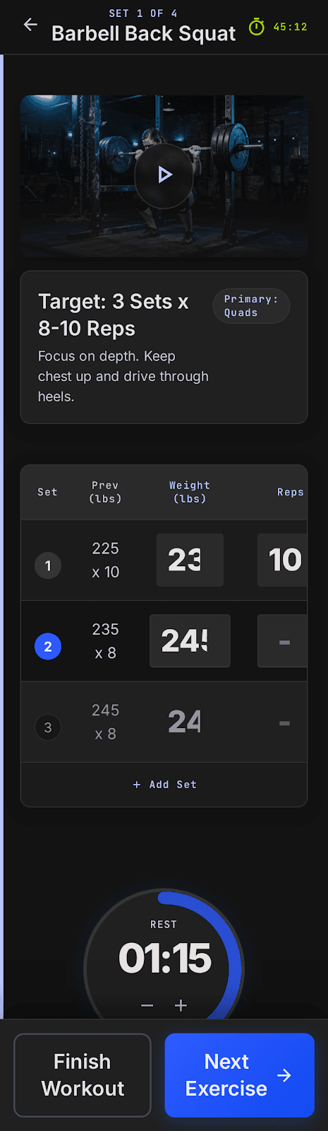 Workout Session Logger